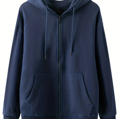 Hooded Sweatshirt with Full Zipper and Drawstring