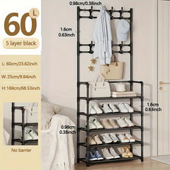 Coat Rack Shoe Storage Shelf Hanging Clothes Stand Hats Coats Balcony Drying Rac
