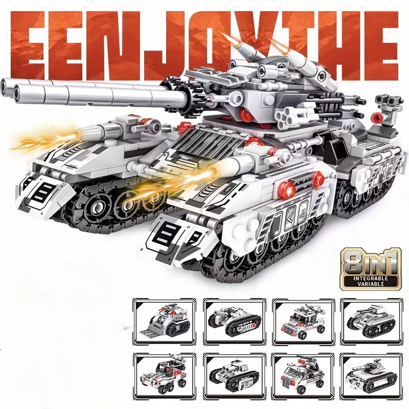 Tank Building Block Set 8 in 1 Battle Model Military Hobby Collection