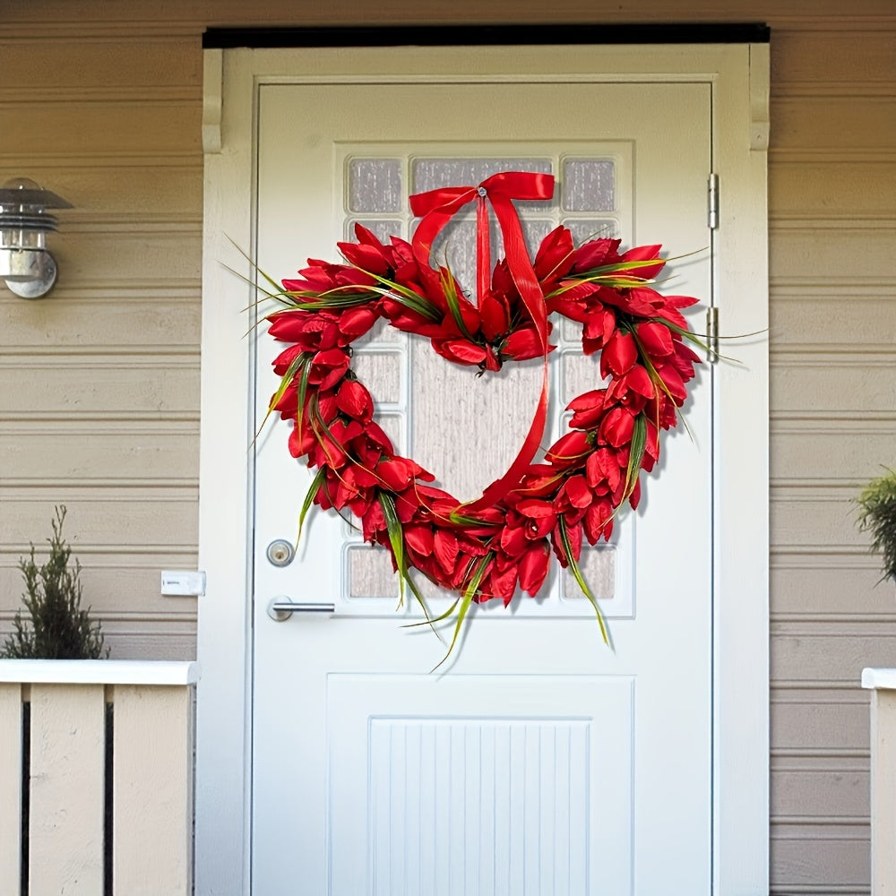 Tulip Heart Garland Indoor Outdoor Decoration Window Showcase Party Supplies