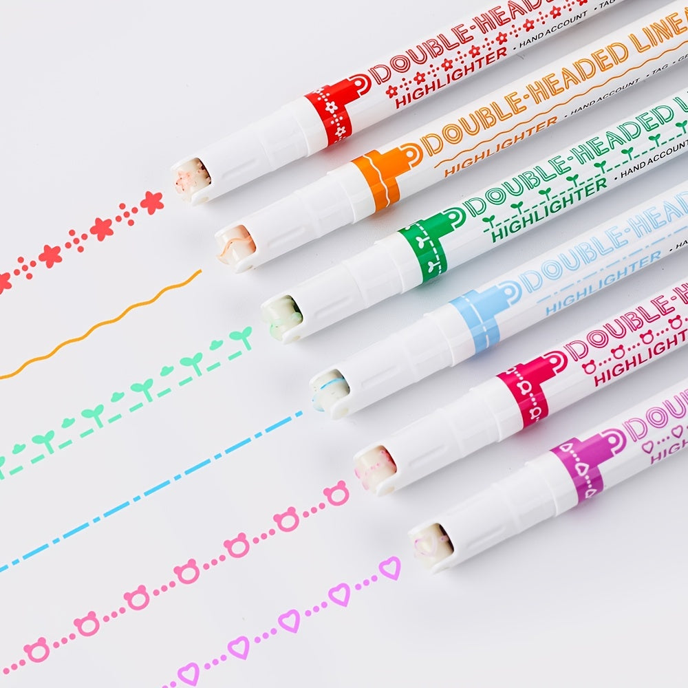 6pcs Double Headed Roller Stamp Watercolor Pens for All Ages