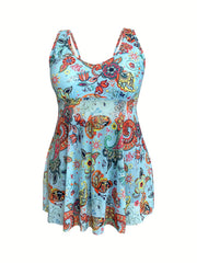 Paisley Print Tankini Set Dress & Shorts Swimsuit