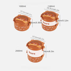 Cartoon Double layer Student Lunch Box Bento Box Leakproof Food Container