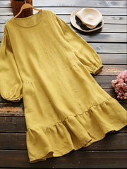 Casual Lantern Sleeve Midi Dress Women's Plus