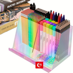 Acrylic Desk Storage Box & Pen Holder - Rainbow Desk Storage Rack Tablet Stand