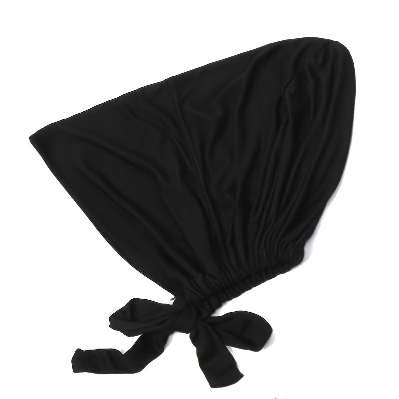 Adjustable Inner Under Hijab Cap With Ties Back Under Scarf Solid Bonnet Caps