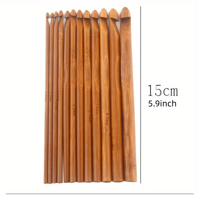 20pcs Set Carbonized Bamboo Handle Round Crochet DIY Wool Thread Weaving Tool
