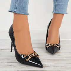 Chain Decor High Heels Pointed Toe Stiletto Heels Evening Party Pumps