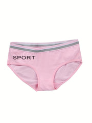 5pcs Girls Triangle Panties SPORT Print Elastic Waist Comfortable Underwear