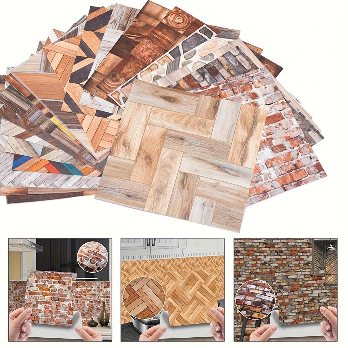 Dollhouse 3pcs Floor Tiles 3.93 Inches Wallpaper Tile Sticker