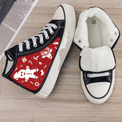 Gingerbread Print Plush Lined Sneakers
