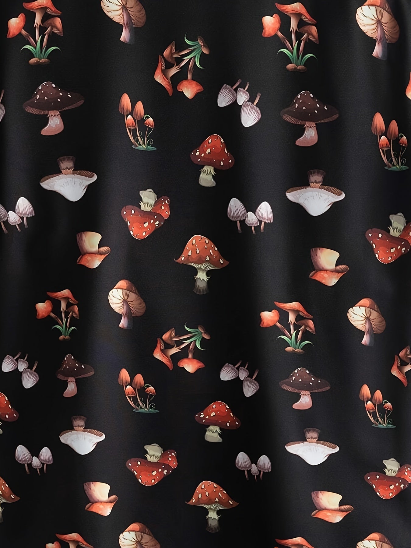 Men's Casual Mushroom Print Button Up Short Sleeve Shirt