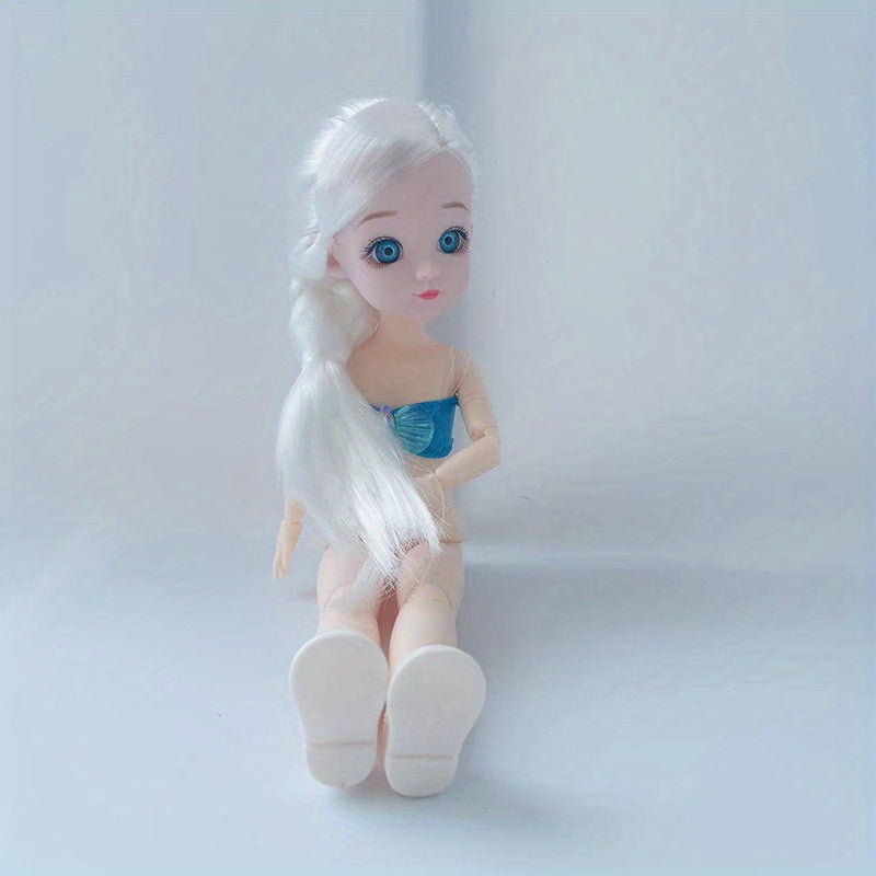 11.8in Jointed Doll with Green Eyes & Hair Braid, Birthday Gift