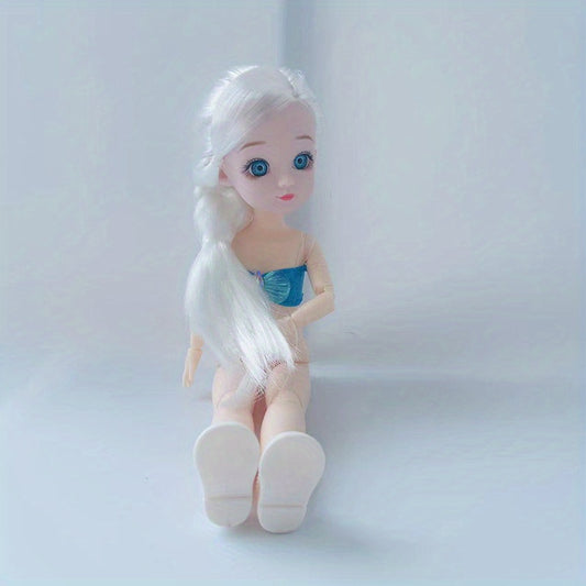 11.8in Jointed Doll with Green Eyes & Hair Braid, Birthday Gift