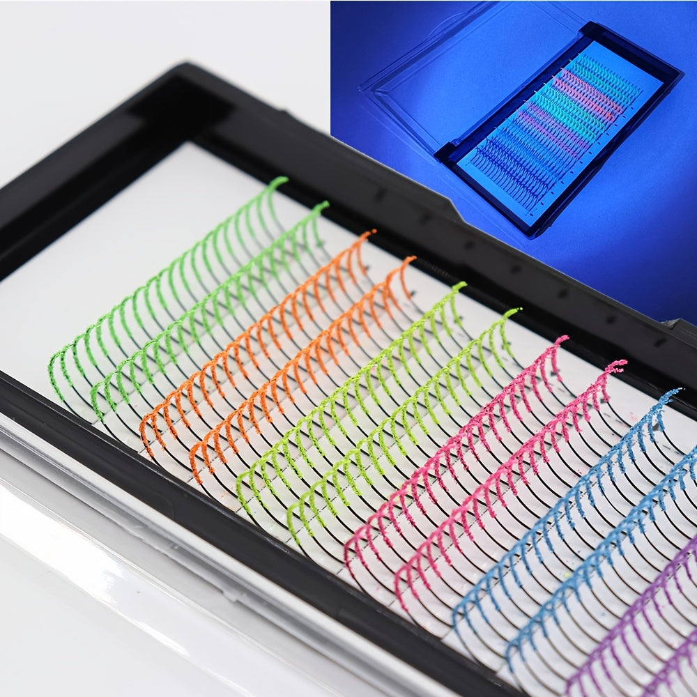 UV Fluorescent False Eyelashes with Glitter - Dramatic Fairy Colors