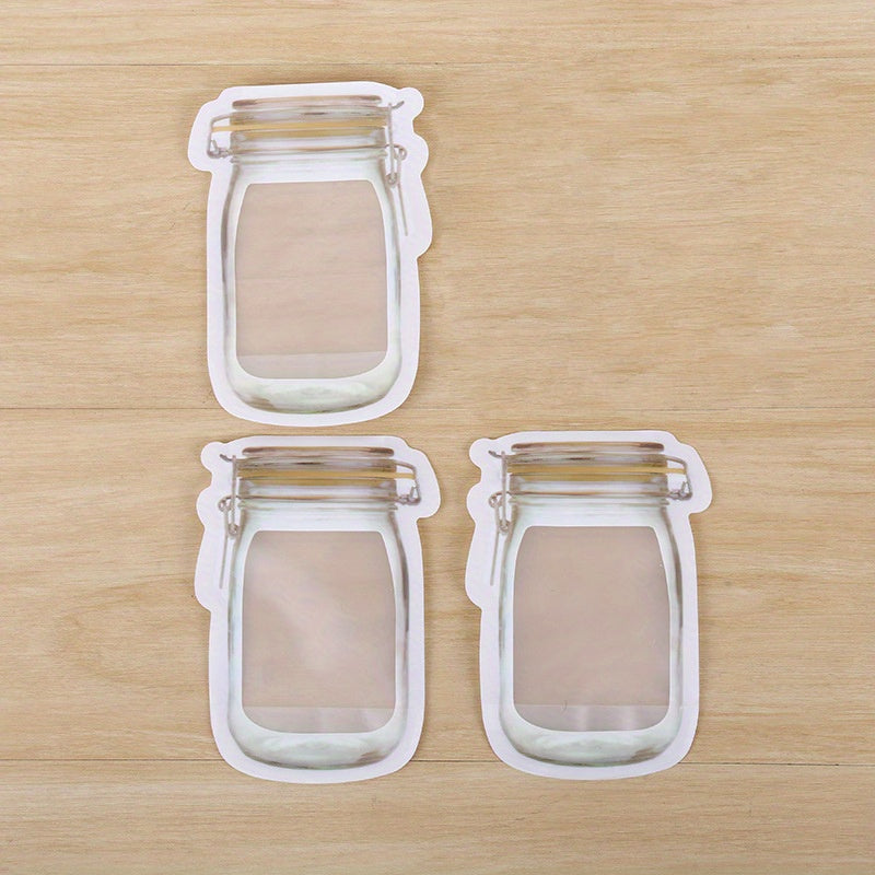 3pcs Mason Jar Zipper Bags Reusable Food Storage Pouch for Snacks and Dry Goods