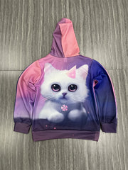 Cartoon Kitty Print Hoodie Kids Sweatshirt