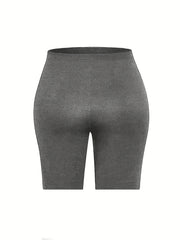 Casual Shorts Women's Plus Solid Elastic Waist High Stretch