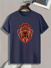 Lion Pattern Print Men's Sports T-shirt