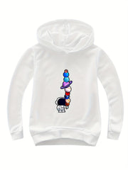 Astronaut Pattern V Neck Sweatshirt for Girls