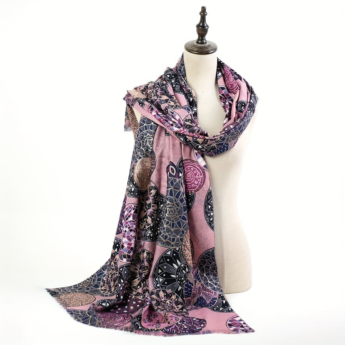 Geometric Retro Printed Shawl Wrap Fringed Warm Shawl Cape For Women