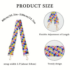 Colorful Retro Flower Pattern Bag Strap Replacement Wide Shoulder Bag Strap