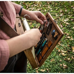 Wooden Pencil Case Multifunctional Artist Tool Brush Pencil Case Wood