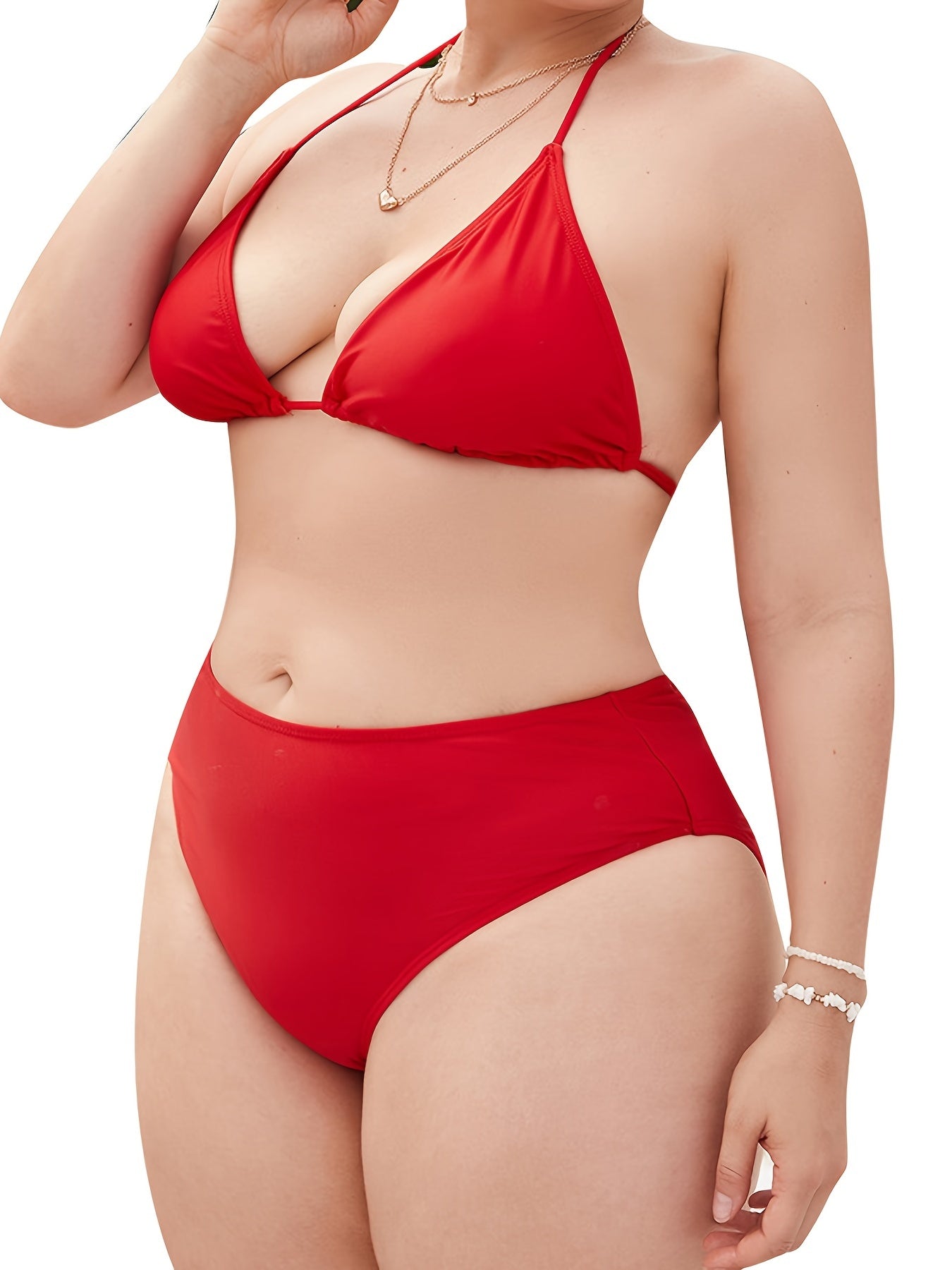 Strawberry Print Swimsuit Set High Stretch 3pcs Set