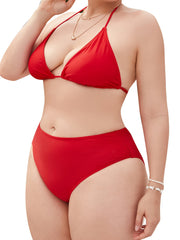 Strawberry Print Swimsuit Set High Stretch 3pcs Set