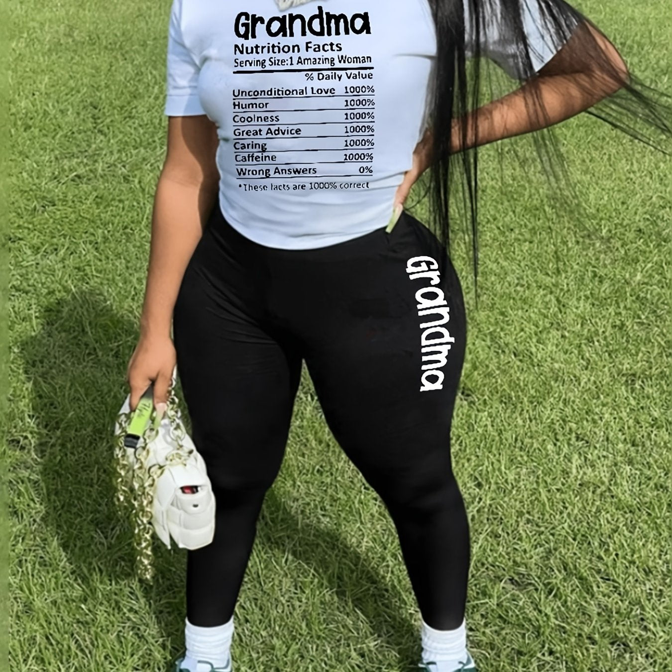 Women's Plus Size Slogan Tee & Leggings 2 Pc Set