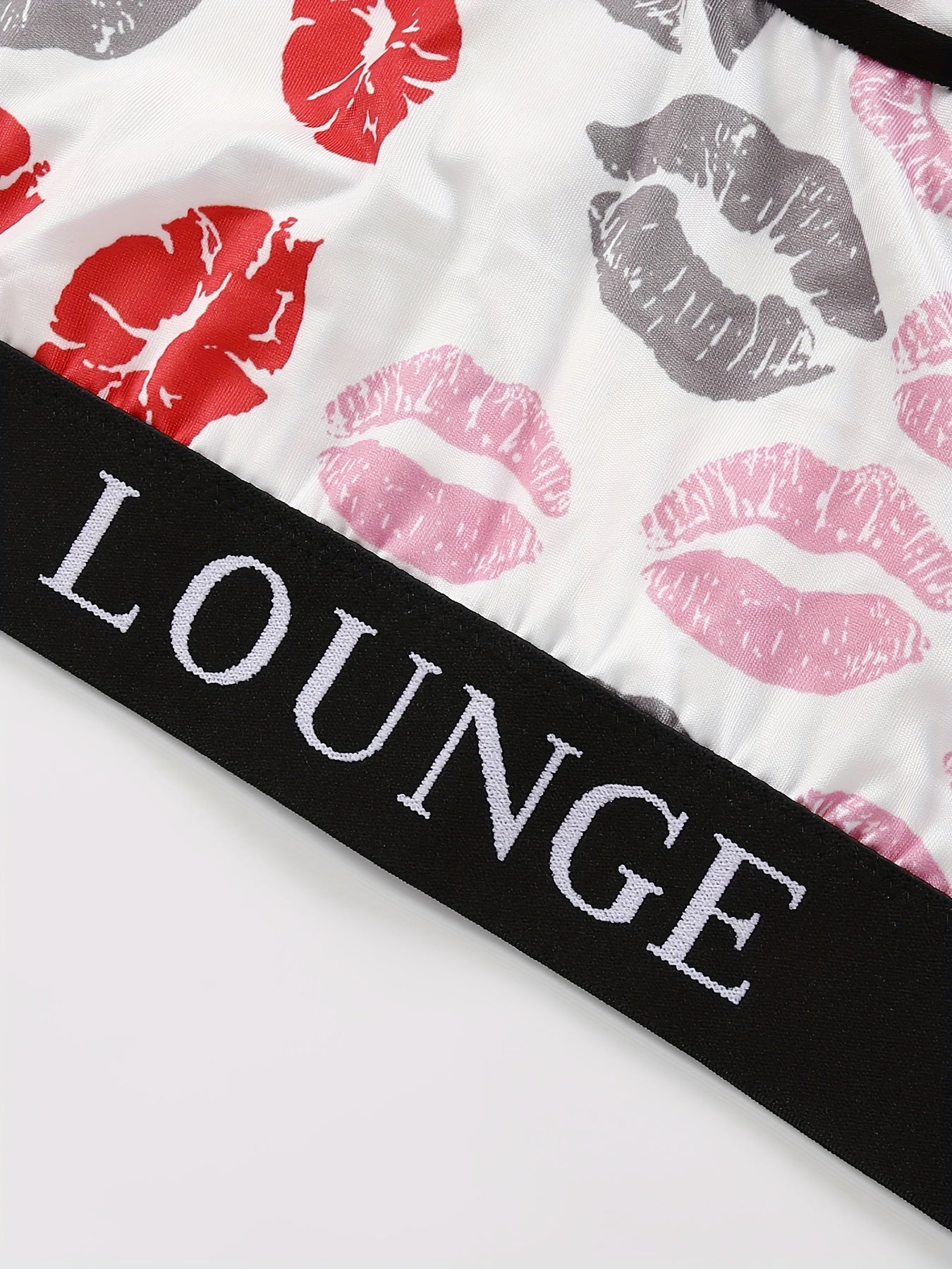 Sexy Bra Women's Plus Kiss Print Contrast Letter Tape