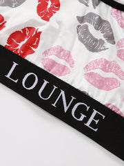 Sexy Bra Women's Plus Kiss Print Contrast Letter Tape