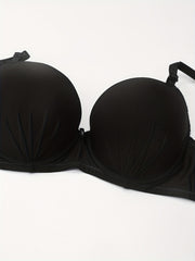 Solid Push Up Bra Comfy & Breathable Women's T Shirt Bra