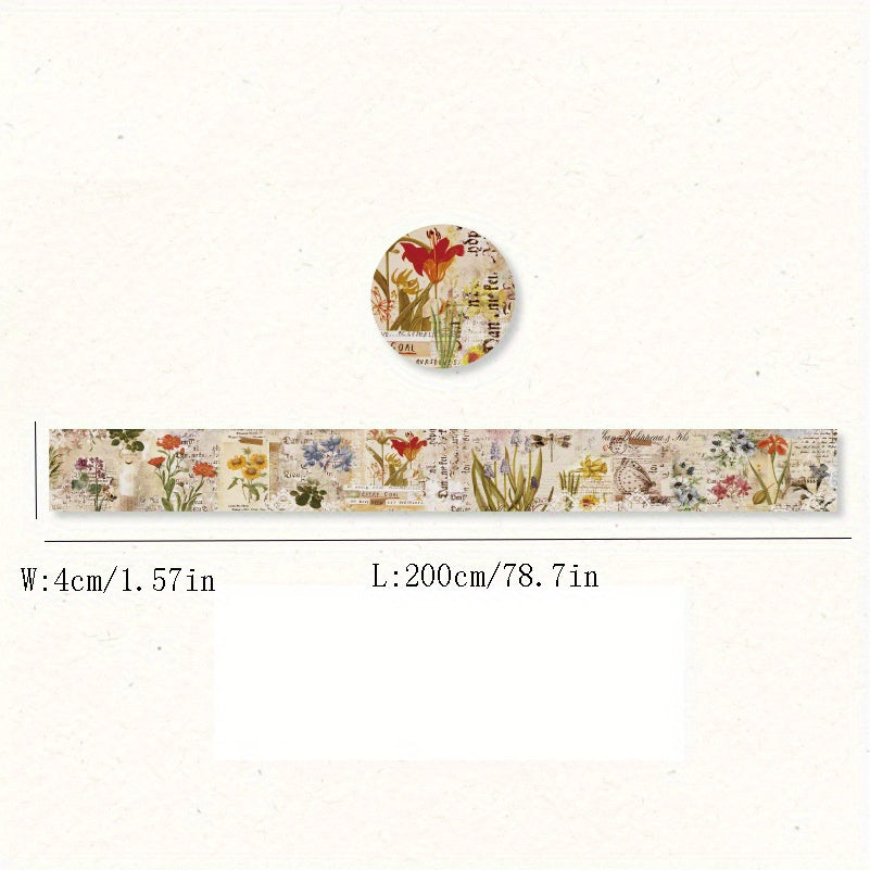 Vintage Butterfly Plant Washi Tape 2m