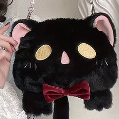 Cartoon Plush Cat Shoulder Bag Crossbody Bag Coin Purse Mobile Phone Bag