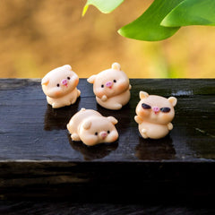 4pcs Resin Pig Ornaments DIY Tree Yard Decoration Holiday Supplies