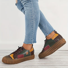 Women's Vintage Stitching Lace Up Non Slip Flat Shoes