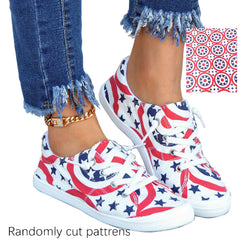 Women's Flag Pattern Canvas Shoes Low Top Sneakers for 4th of July