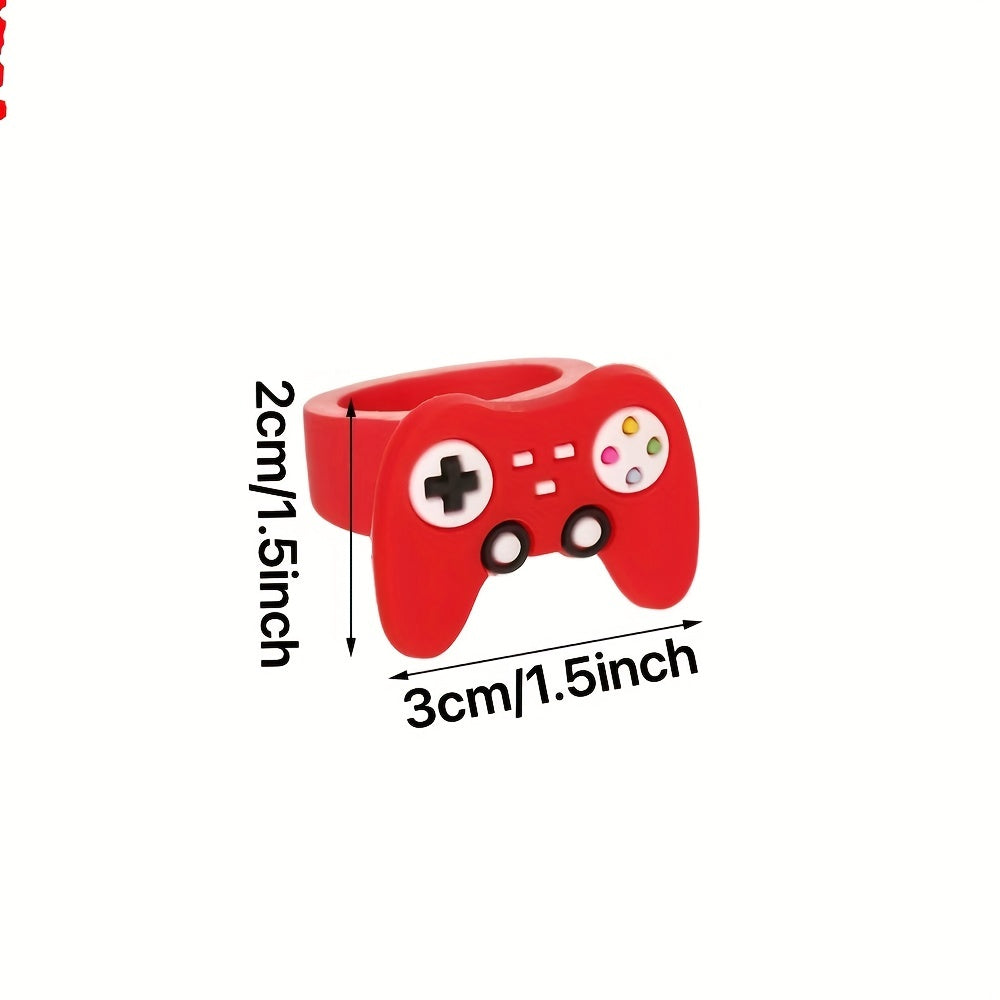 6pcs Game Console Shaped Rings Set Holiday Gift For Boys and Girls
