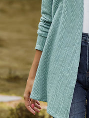 Solid Cable Long Sleeve Open Front Cardigan
