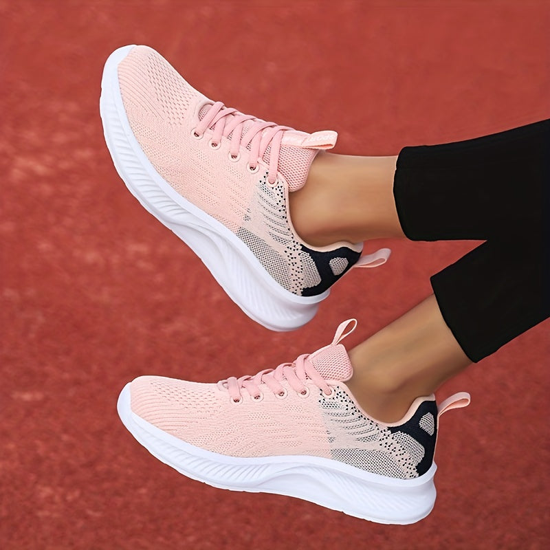 Two Tone Running Shoes Lightweight & Wear resistant Lace Up Sneakers