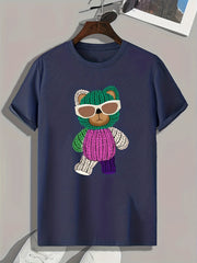 Bear Print Men's Graphic T shirt Casual Comfy Tees For Summer