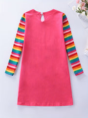 Girls Unicorn Embroidered Long Sleeve Casual Dress