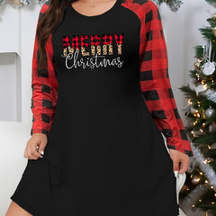 Leopard Slogan Print Plaid Nightdress
