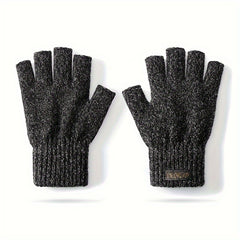 Men's Wool Half-finger Gloves - Winter Warmth, Windproof