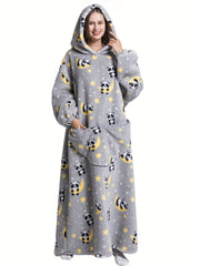 Panda Pattern Sherpa Fleece Hooded Blanket