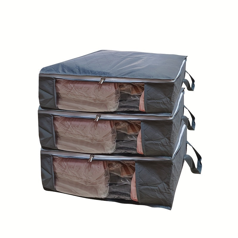 Clear Cloth Storage Bag Plaid Embossed Double Zipper Quilt Luggage Packing Bag