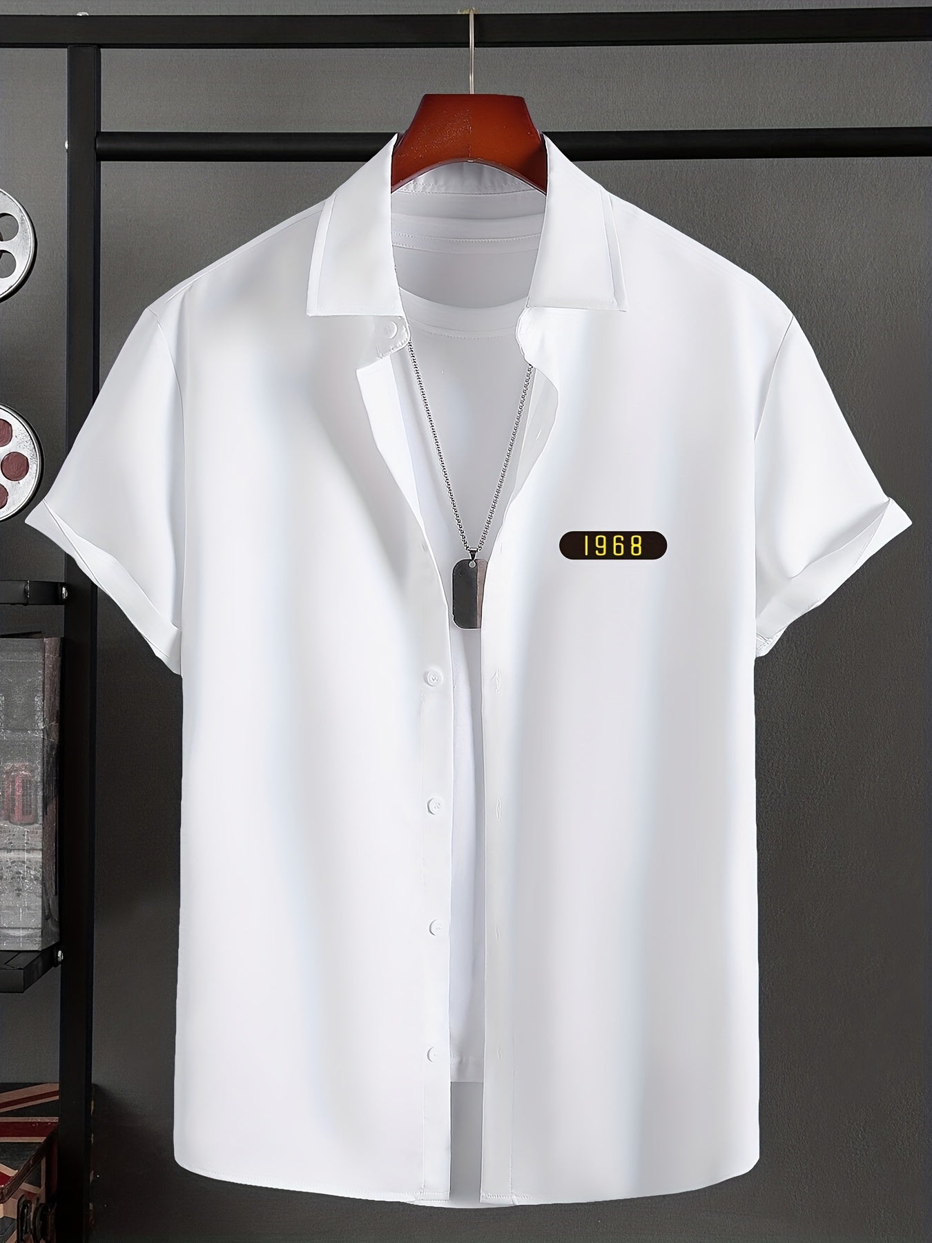 Men's Lapel Solid 4998 Graphic Button Down Shirts Top Blouse