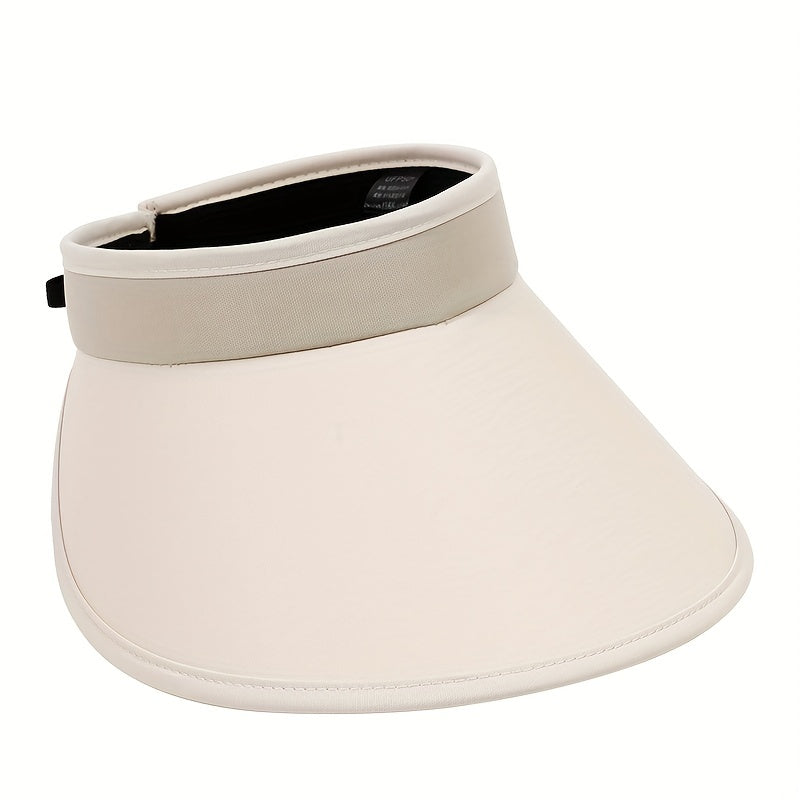 Solid Visor Hat Wide Brim Drawstring UV Protection Sun Hat