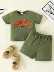 2pcs Baby Boys Casual BROOKLYN Tee & Shorts Set